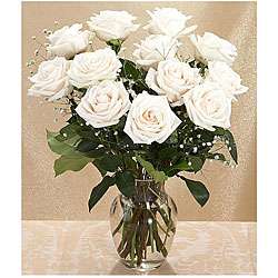 Bouquet of Long Stemmed White Roses (One Dozen)  