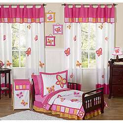 Pink/ Orange Butterfly Collection 5 piece Toddler Girlss Bedding Set 