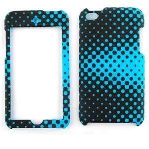 Apple iPod Touch 4 (iTouch) Blue Dots on Black Snap On, Hard Cover 