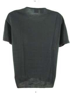 DKNY Dark Green Wool Short Sleeve Sweater Top Sz L  