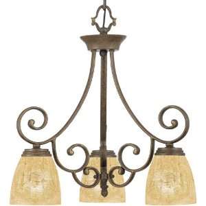  Lancaster 20 Inch One Tier Chandelier With 3 Downlights with Amber 