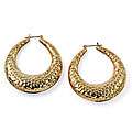 Toscana Collection Goldtone Hammered Hoop Earrings Was $ 