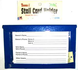 Horse Stall Card Holder With Cards Tough 1 Blue NEW  