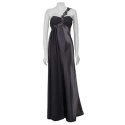 Nightway Womens Charcoal One shoulder Long Dress  