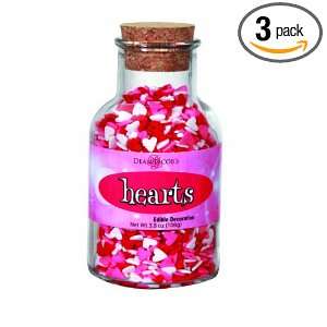 Dean Jacobs Hearts Glass Jar with Cork, 3.8 Ounce (Pack of 3)  