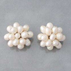 White Pearl Cluster Pretty Clip on Earrings (5 6 mm) (Thailand 