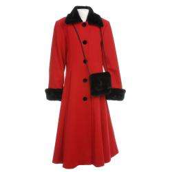 Trilogi Collection Girls Wool blend Faux Fur trimmed Walking Coat 
