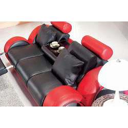 Black/ Red Modern 3 piece Leather Sofa Set  