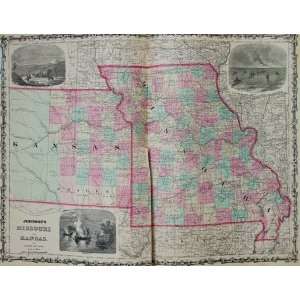  Johnson Map of Missouri and Kansas (1863)