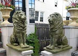 STONE HOME ENTRY/GUARD 3H OUTDOOR LION STATUES **  
