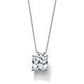 Ultimate CZ 10k White Gold Square Cubic Zirconia Solitaire Necklace 