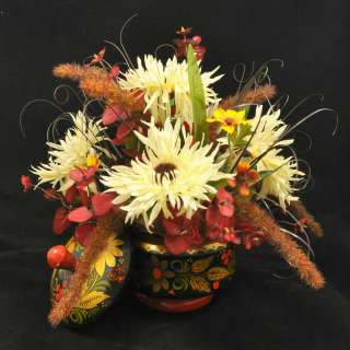 Fall Cream, Gold, and Red Floral Arrangement Centerpiece  