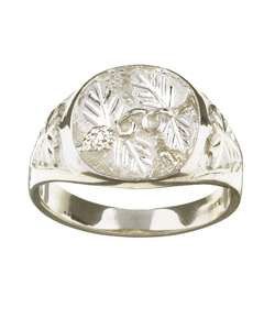 Black Hills Silver Mens Leaf Design Ring  