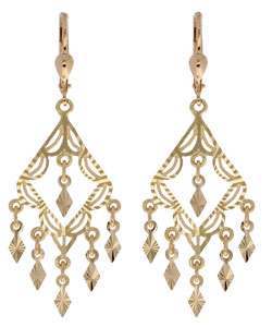 14k Gold Diamond cut Chandelier Earrings  