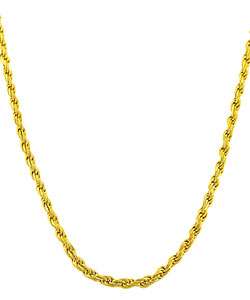 14k Gold Overlay Sterling Silver Rope Necklace  