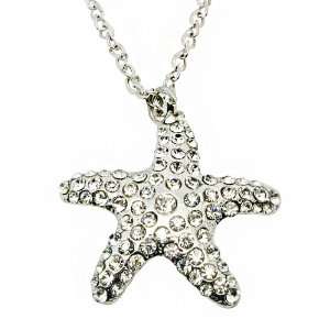    Full Cubic Zircon Stone Inlay Starfish Shape Necklace Jewelry