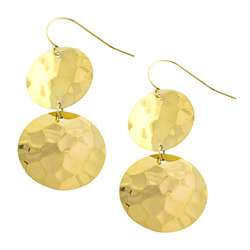 14k Yellow Gold Hammered Disk Earrings  