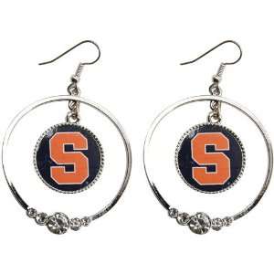  NCAA Syracuse Orange Ladies Double Hoop Crystal Dangle 