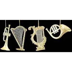  4 Piece Silver & Gold Musical Instrument Christmas 