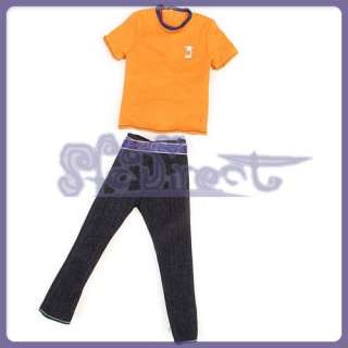 Fashion T shirt Pant Outfit Clothes for Ken Barbie Doll  