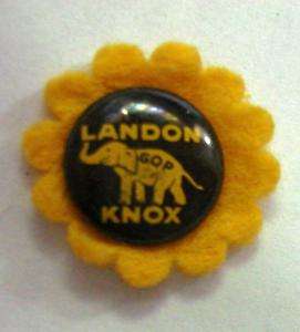 Landon Knox 1936 Presidential Campaign Button  