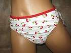 NEW Jessica Simpson Bikini Swim Bottom White Red Cherries L NWT