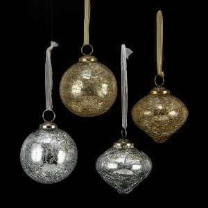  CRACKLE GLASS ONION & ROUND SHAPED ORNAMENT