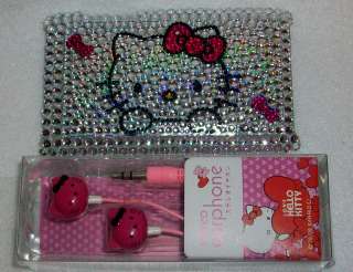HELLO KITTY IPOD Touch 3g 3 Case RHINESTONE Cover Earbud Set WHITE 