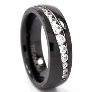   mm Black Titanium Ring with CZ Stones Rumors Jewelry Company Jewelry
