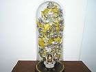 ANTIQUE FRENCH VICTORIAN FLOWER MARRIAGE ARRANGEMENT IN GLASS DOME.