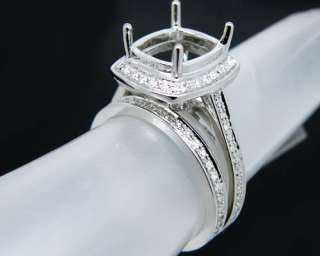 Cushion Cut 8mm 14Kt Diamond Semi Mount Wedding band Ring  