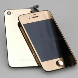 Gold Mirror LCD Touch Digitizer Assembly+Back Housing+Button For 