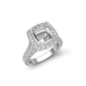  2.10 Ct Vintage Diamond Engagement Ring Cushion Setting, F 