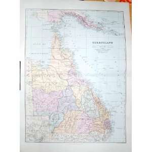  STANFORD MAP 1904 QUEENSLAND AUSTRALIA BRISBANE