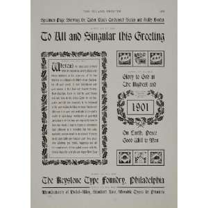 1901 Keystone Type Foundry Christmas Ad Philadelphia   Original Print 