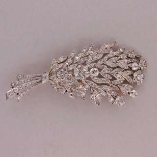 1910 OLD MINE MIXED CUT DIAMOND 6.5OCT PLATINUM FLOWER 14K PINK GOLD 