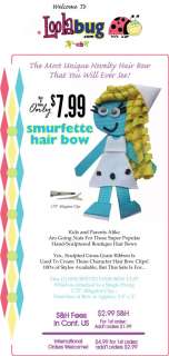 SMURFETTE HAIR BOWS Smurfs Barrette Clasp Hairbow Clips  