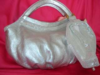 Italian SOFIA C evening purse bag silver leather New with Tags $210