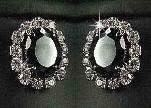 Wedding Bridal Bridesmaids Black Crystals Diamante Necklace Earrings 