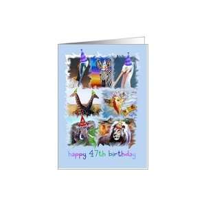  Colorful 47th Birthday Zoo Animals Card Toys & Games