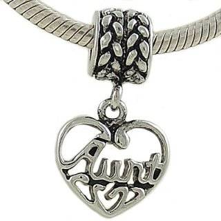Aunt and Niece Heart Sterling Silver Bead Charms for European Bracelet