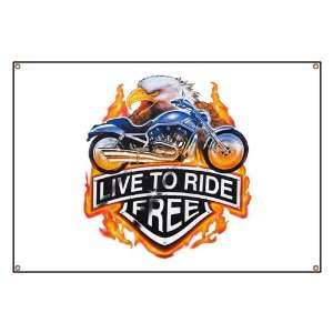  Banner Live To Ride Free Eagle and Motorcycle Everything 