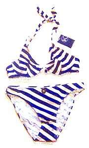 Create Your Own ~ New Navy Blue & White Nautical Striped Bikini Sz S 