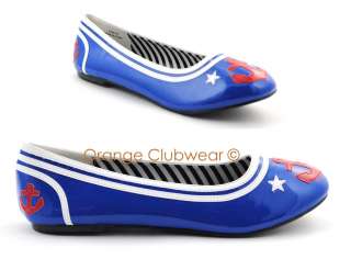 PLEASER Womens Sailor Navy Costume Anchor Flats Shoes  
