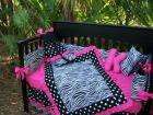 New Crib Bedding Set POLKA DOTS Zebra HOT PINK fabrics  