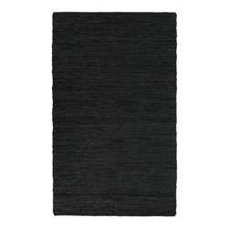 Hand woven Chindi Black Leather Rug (5 x 8)  