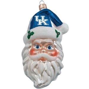  Kentucky Wildcats UK NCAA Glass Santa Head Ornament 