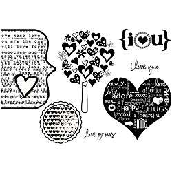 Unity Stamp Love Grows Unmounted Red Rubber Stamps  
