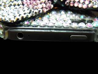 Bling Crystal Silver Ribbon Bow Back Case Cover for iphone 4 4G 4S PS 