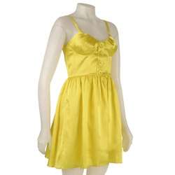 Lyndia Procanik Womens Yellow Shine Party Dress  